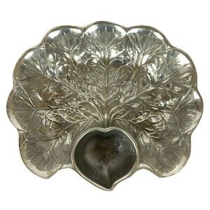 Wilton Armetale Majolica Chip Dip Radish Cabbage Leaf Serving Bowl Pewter Finish